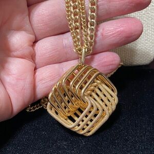 Vintage West Germany Gold Pendant double gold chain Necklace
